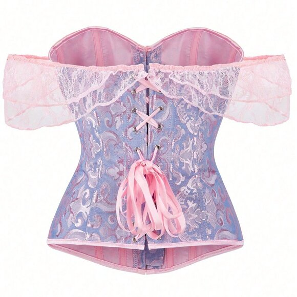 Multicolor Boho Women's Off Shoulder Corset Top - Picture 2 of 5